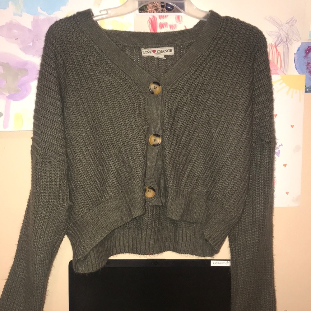 Olive green fall sweater